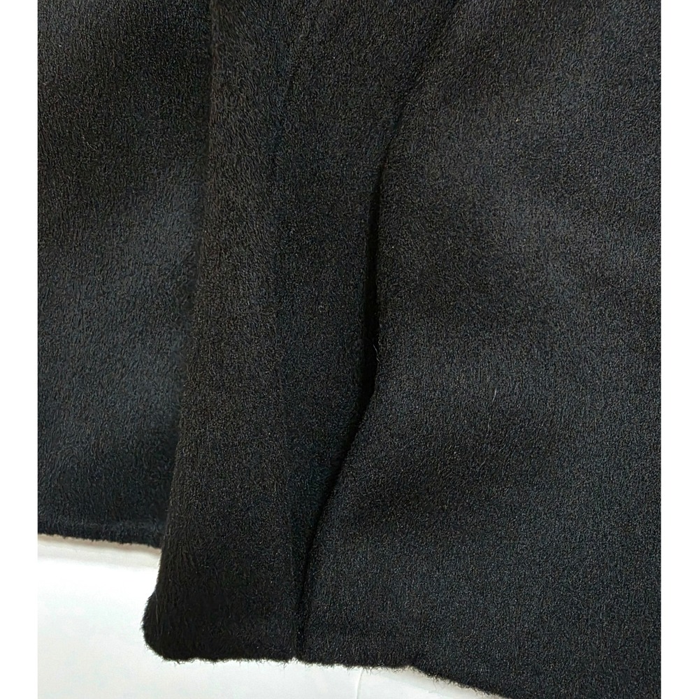Kenneth Cole Women's Black Hooded Mixed Media Ribbed Sleeves Wool Blend Jacket - Picture 9 of 12